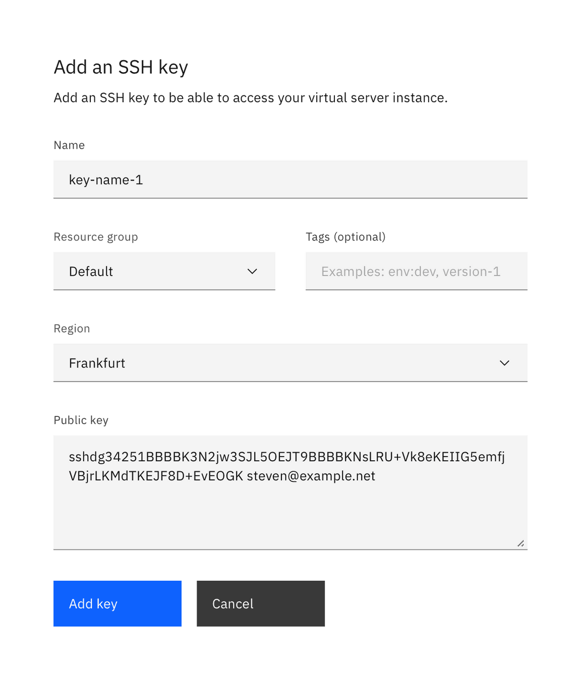 Example of a short user sign-up form using the optional pattern